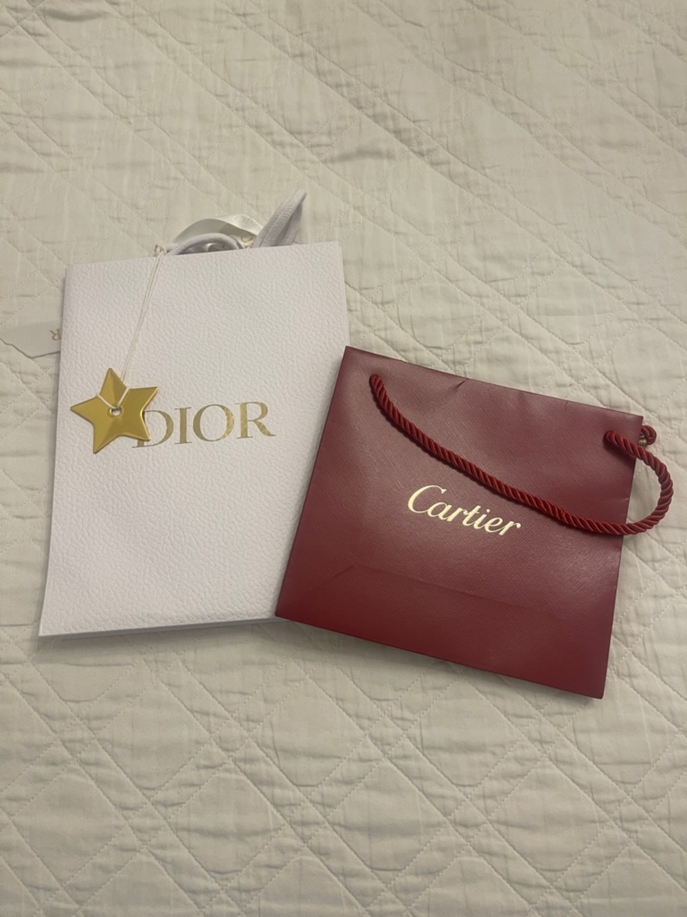 Cartier Burgundy and Dior Mini Gift Bag with Gold Logo